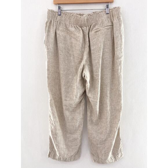 Briggs Women's Linen Blend Wide Leg Crop Pants sz XL Paperbag Waist High Rise - Picture 6 of 8